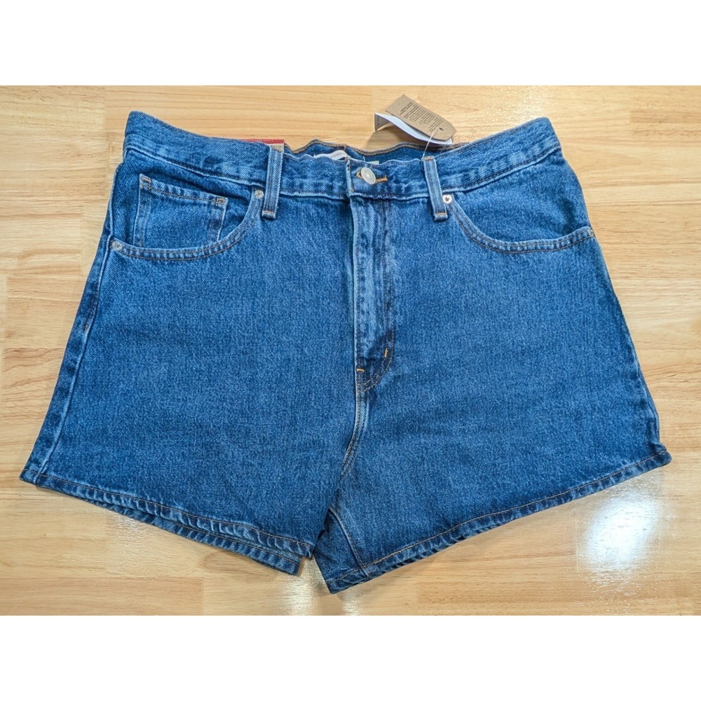 Levi's High Waisted Mom Shorts Blue Denim Medium Wash A19650045 Womens Size 32